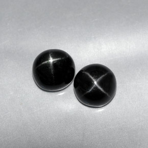 Pedras preciosas de diopsídio estrela preto natural de  ct, corte redondo, opaco