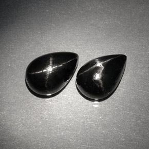 Pedras preciosas de diopsídio estrela preto natural de  ct, formato de pêra, opaco