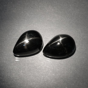 Pedras preciosas de diopsídio estrela preto natural de  ct, formato de pêra, opaco