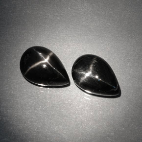 Pedras preciosas de diopsídio estrela preto natural de  ct, formato de pêra, opaco
