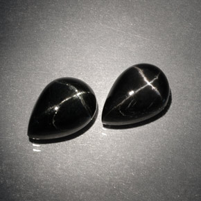 Pedras preciosas de diopsídio estrela preto natural de  ct, formato de pêra, opaco