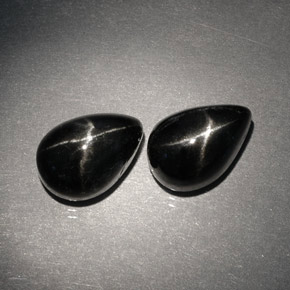Pedras preciosas de diopsídio estrela preto natural de  ct, formato de pêra, opaco