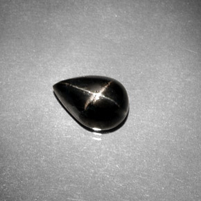 Diopsídio estrela preto natural 2,75ct, formato de pêra, opaco