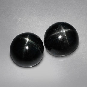 Pedras preciosas de diopsídio estrela preto natural de  ct, corte redondo, opaco