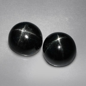 Pedras preciosas de diopsídio estrela preto natural de  ct, corte redondo, opaco
