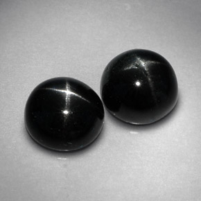 Pedras preciosas de diopsídio estrela preto natural de  ct, corte redondo, opaco