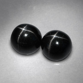 Pedras preciosas de diopsídio estrela preto natural de  ct, corte redondo, opaco