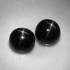 Pedras preciosas de diopsídio estrela preto natural de  ct, corte redondo, opaco