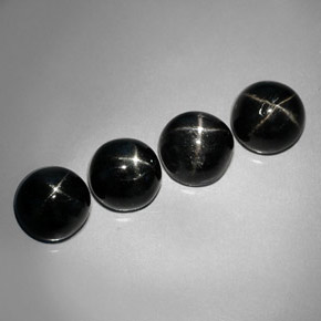 Pedras preciosas de diopsídio estrela preto natural de  ct, corte redondo, opaco