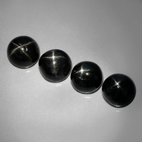 Pedras preciosas de diopsídio estrela preto natural de  ct, corte redondo, opaco