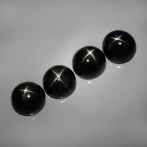 Pedras preciosas de diopsídio estrela preto natural de  ct, corte redondo, opaco