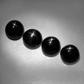Pedras preciosas de diopsídio estrela preto natural de  ct, corte redondo, opaco