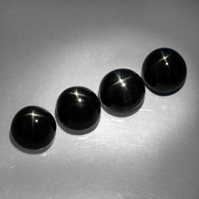 Pedras preciosas de diopsídio estrela preto natural de  ct, corte redondo, opaco
