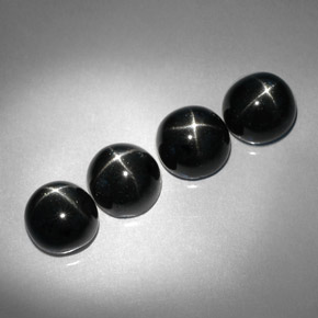 Pedras preciosas de diopsídio estrela preto natural de  ct, corte redondo, opaco