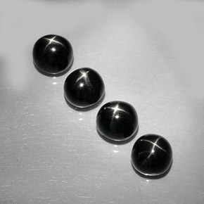 Pedras preciosas de diopsídio estrela preto natural de  ct, corte redondo, opaco