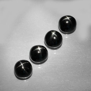 Pedras preciosas de diopsídio estrela preto natural de  ct, corte redondo, opaco