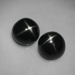 Pedras preciosas de diopsídio estrela preto natural de  ct, corte redondo, opaco