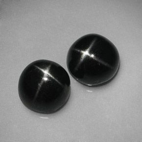 Pedras preciosas de diopsídio estrela preto natural de  ct, corte redondo, opaco