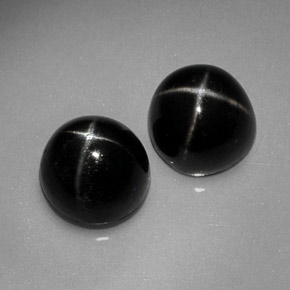 Pedras preciosas de diopsídio estrela preto natural de  ct, corte redondo, opaco