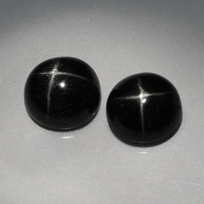 Pedras preciosas de diopsídio estrela preto natural de  ct, corte redondo, opaco