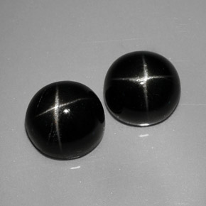 Pedras preciosas de diopsídio estrela preto natural de  ct, corte redondo, opaco