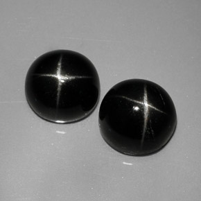 Pedras preciosas de diopsídio estrela preto natural de  ct, corte redondo, opaco