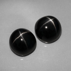 Pedras preciosas de diopsídio estrela preto natural de  ct, corte redondo, opaco