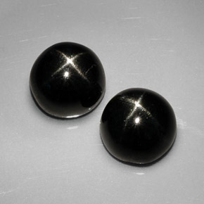 Pedras preciosas de diopsídio estrela preto natural de  ct, corte redondo, opaco