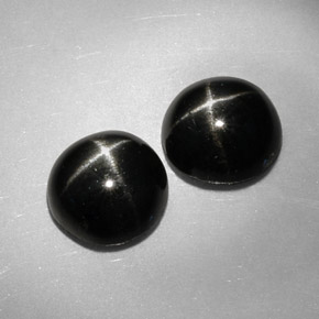 Pedras preciosas de diopsídio estrela preto natural de  ct, corte redondo, opaco