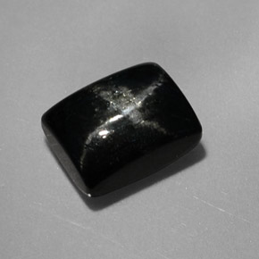 Diopsídio estrela preto natural 2,92ct, baguete, opaco