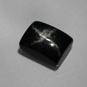 Diopsídio estrela preto natural 2,92ct, baguete, opaco
