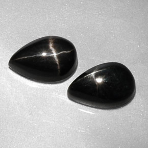 Pedras preciosas de diopsídio estrela preto natural de  ct, formato de pêra, opaco