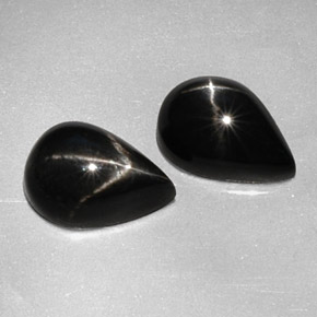 Pedras preciosas de diopsídio estrela preto natural de  ct, formato de pêra, opaco