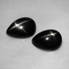 Pedras preciosas de diopsídio estrela preto natural de  ct, formato de pêra, opaco