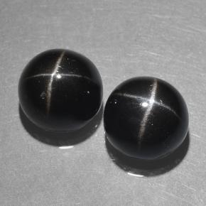 Pedras preciosas de diopsídio estrela preto natural de 10,09 ct, corte redondo, opaco