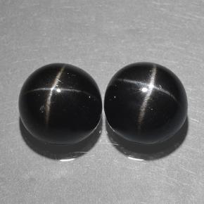 Pedras preciosas de diopsídio estrela preto natural de 10,09 ct, corte redondo, opaco