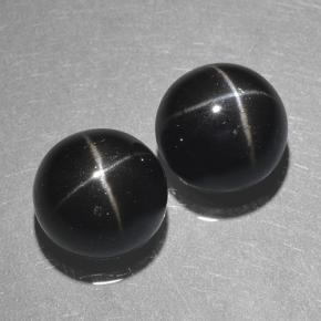 Pedras preciosas de diopsídio estrela preto natural de 10,09 ct, corte redondo, opaco
