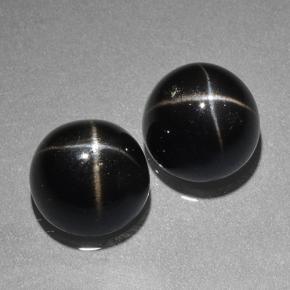 Pedras preciosas de Diopsídio Estelar Preto natural de 9.41 ct, Corte Redondo, Opaco