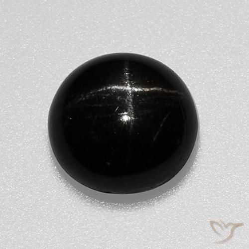 Diopsídio estrela preto natural 3,24ct, corte redondo, opaco