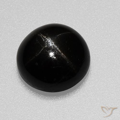 Diopsídio estrela preto natural 3,24ct, corte redondo, opaco