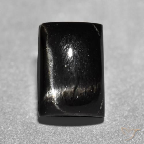Diopsídio estrela preto natural 1,89ct, baguete, opaco