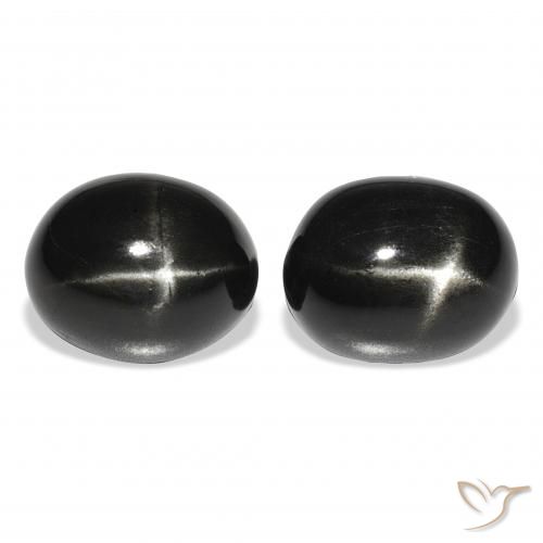 10.31ctw Natural Preto Diopsídio Estelar, oval, Opaco