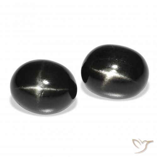 Pedras preciosas de Diopsídio Estelar Preto natural de 10.31 ct, oval, Opaco