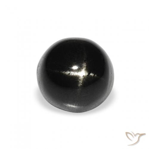 2.19ct Natural Preto Diopsídio Estelar, Redondo, Opaco