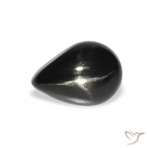 2.91ct Natural Preto Diopsídio Estelar, Formato de pêra, Opaco