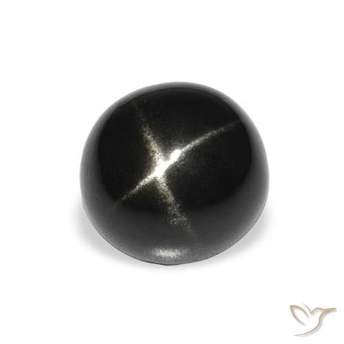 3.46ct Natural Preto Diopsídio Estelar, Redondo, Opaco