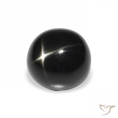 Diopsídio Estelar Preto Natural 3.46ct, Redondo, Opaco
