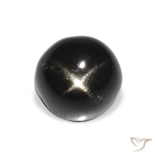 3.48ct Natural Preto Diopsídio Estelar, Redondo, Opaco