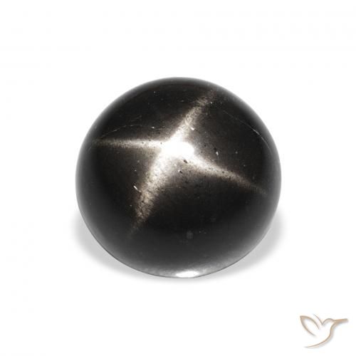 4.14ct Natural Preto Diopsídio Estelar, Redondo, Opaco