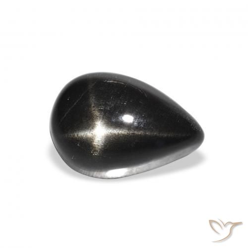 2.44ct Natural Preto Diopsídio Estelar, Formato de pêra, Opaco